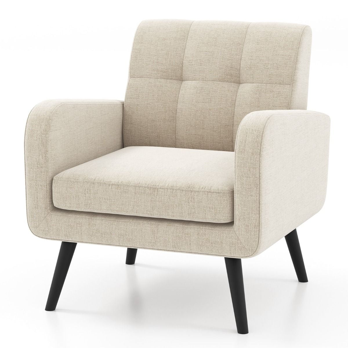 Mid-Century Modern Upholstered Accent Chair featuring Rubberwood Legs