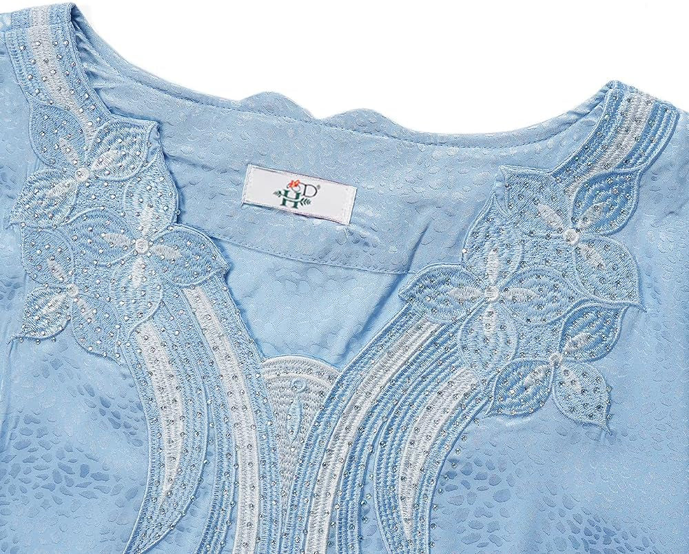 African Dresses for Women Fashion Beading Rhinestone Kaftan Maxi Dress