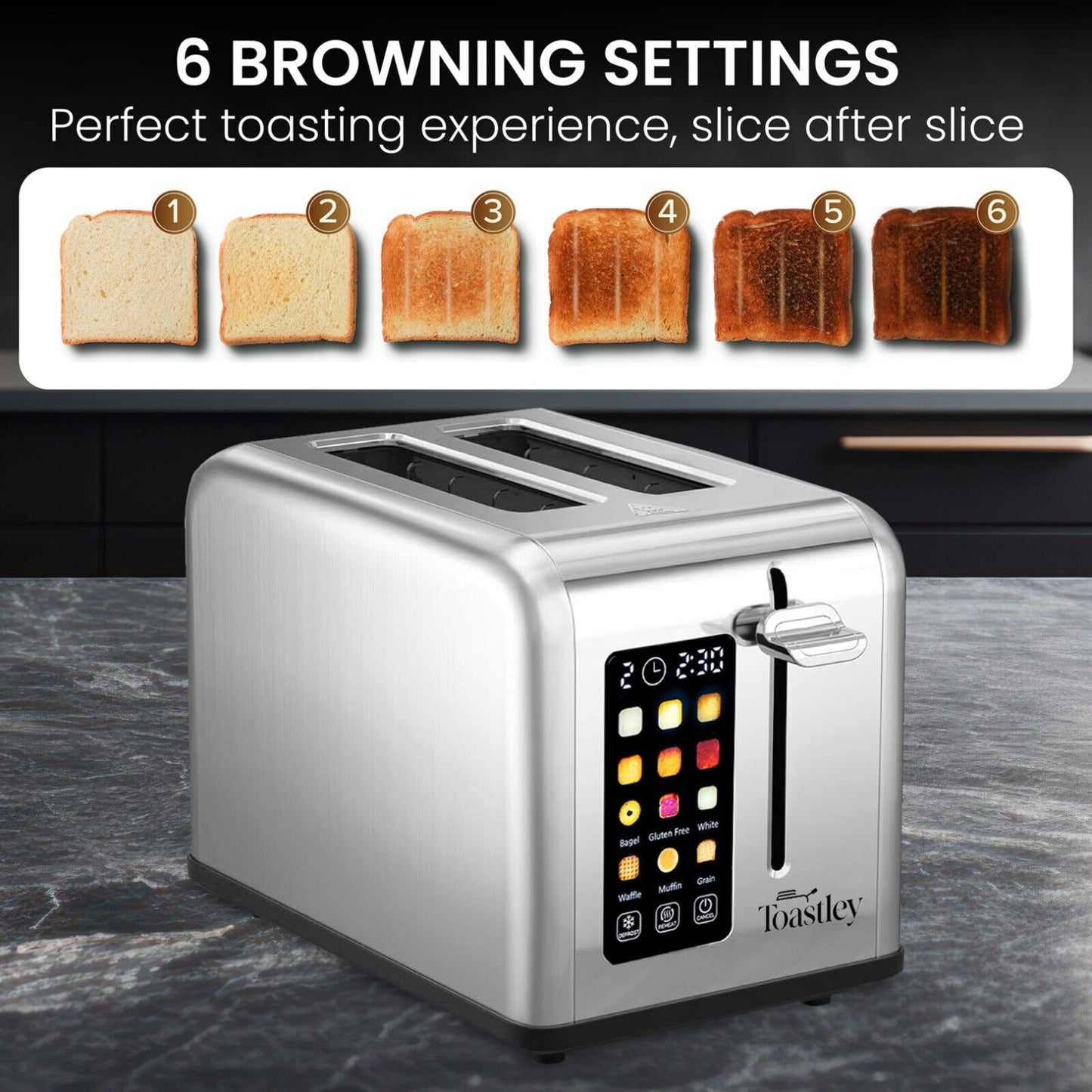 Toastley Smart Toaster 2 Slice with Screen Touch Control