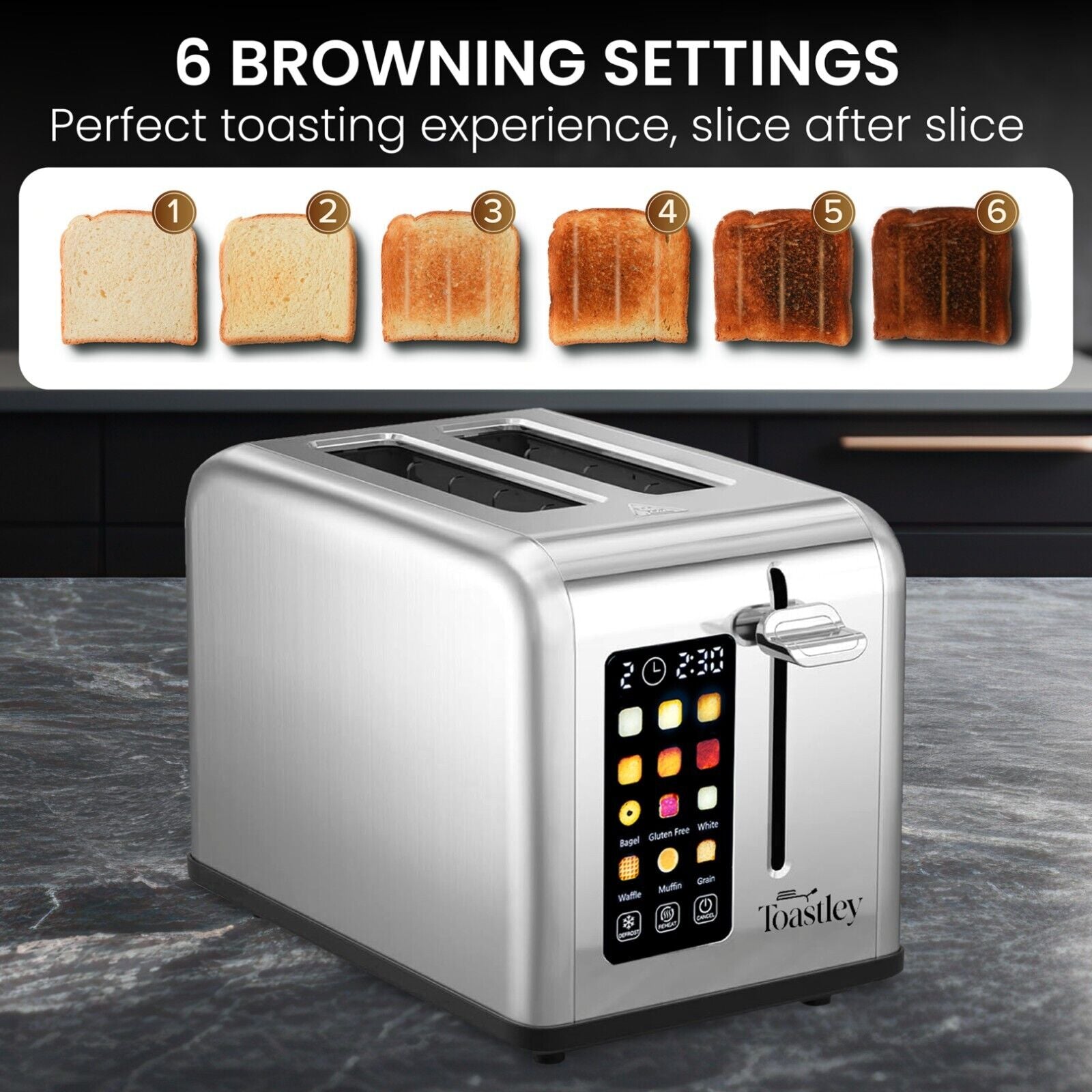 Toastley Smart Toaster 2 Slice with Screen Touch Control