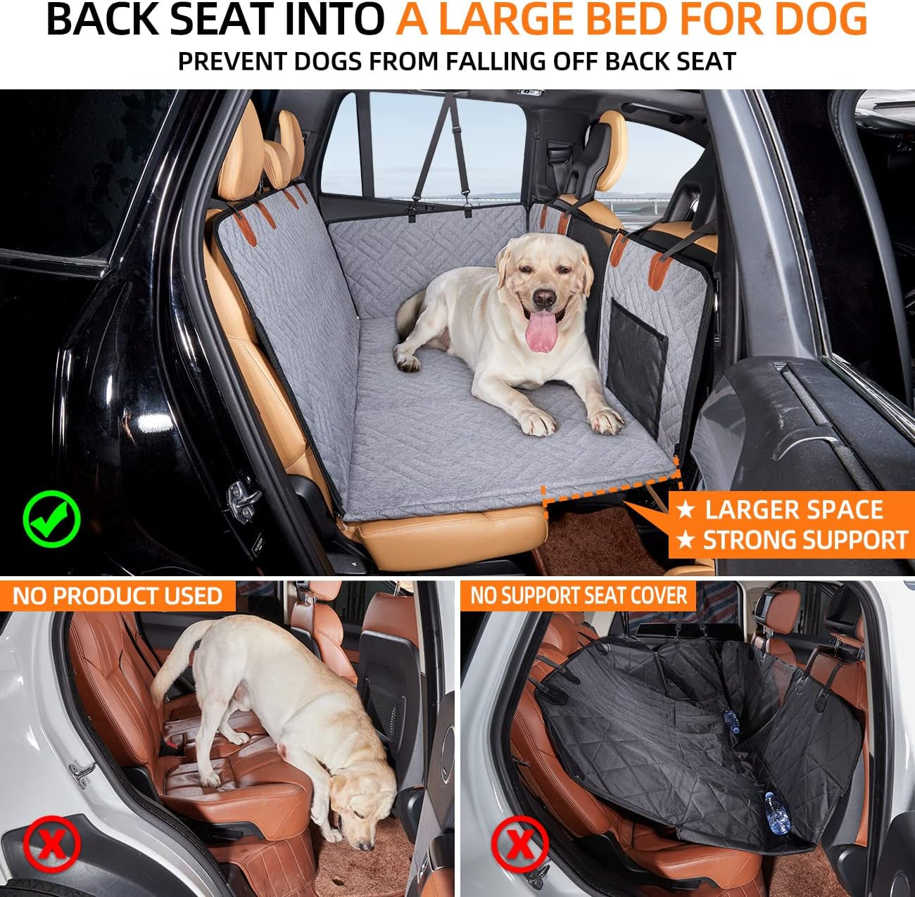 Back Seat Extender for Dogs - Inflatable Camping Air Mattress and Dog Hammock Travel Bed for SUVs and Trucks (Grey)