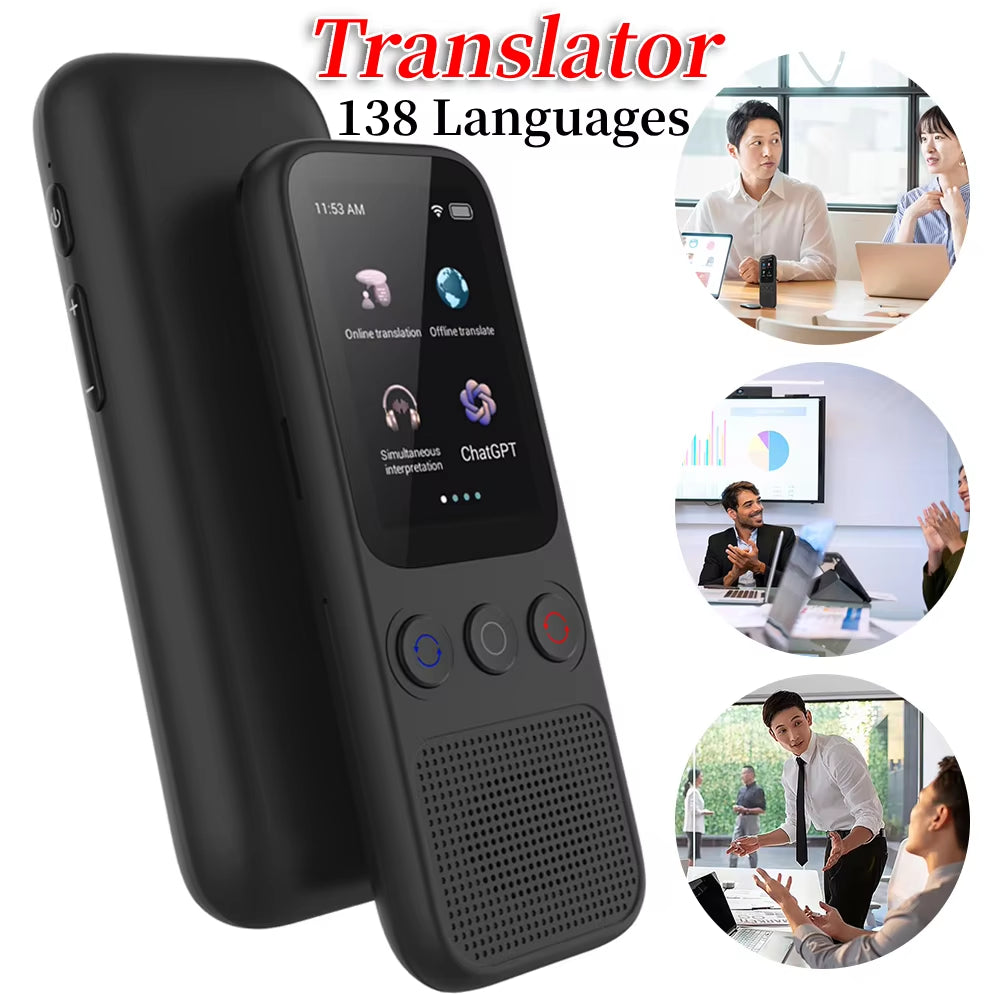 Advanced 2024 Portable Smart Audio Translator: Effortless Communication in 138 Languages with Offline Real-Time Translation