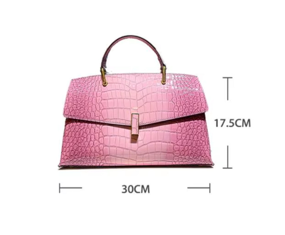 Pink Crocodile Pattern Leather Women'S Handbags Luxury Fashion Lady Shell Shoulder Crossbody Bag Top Handle Messenger Bags