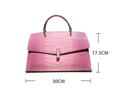 Pink Crocodile Pattern Leather Women'S Handbags Luxury Fashion Lady Shell Shoulder Crossbody Bag Top Handle Messenger Bags