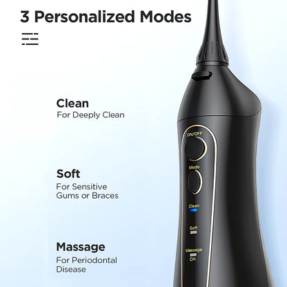 Rechargeable Portable Water Flosser with 3 Modes and 300ML Waterproof Water Tank for Effective Dental Cleaning