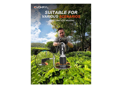 21V Cordless Grass Strimmer 750W Garden Trimmer with 2 × 4.0Ah Batteries