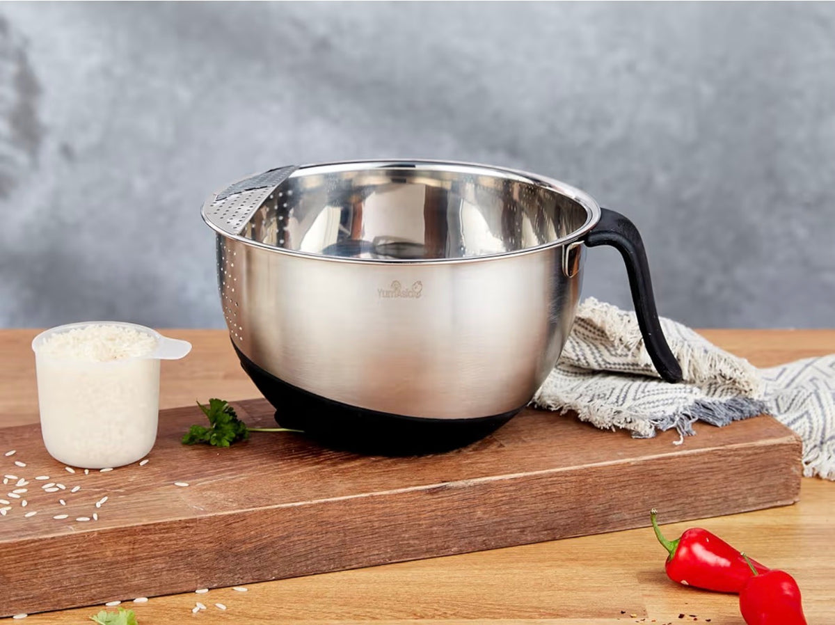 Yum Asia 304 Stainless Steel Rice Washing Bowl 22cm Silicone Base