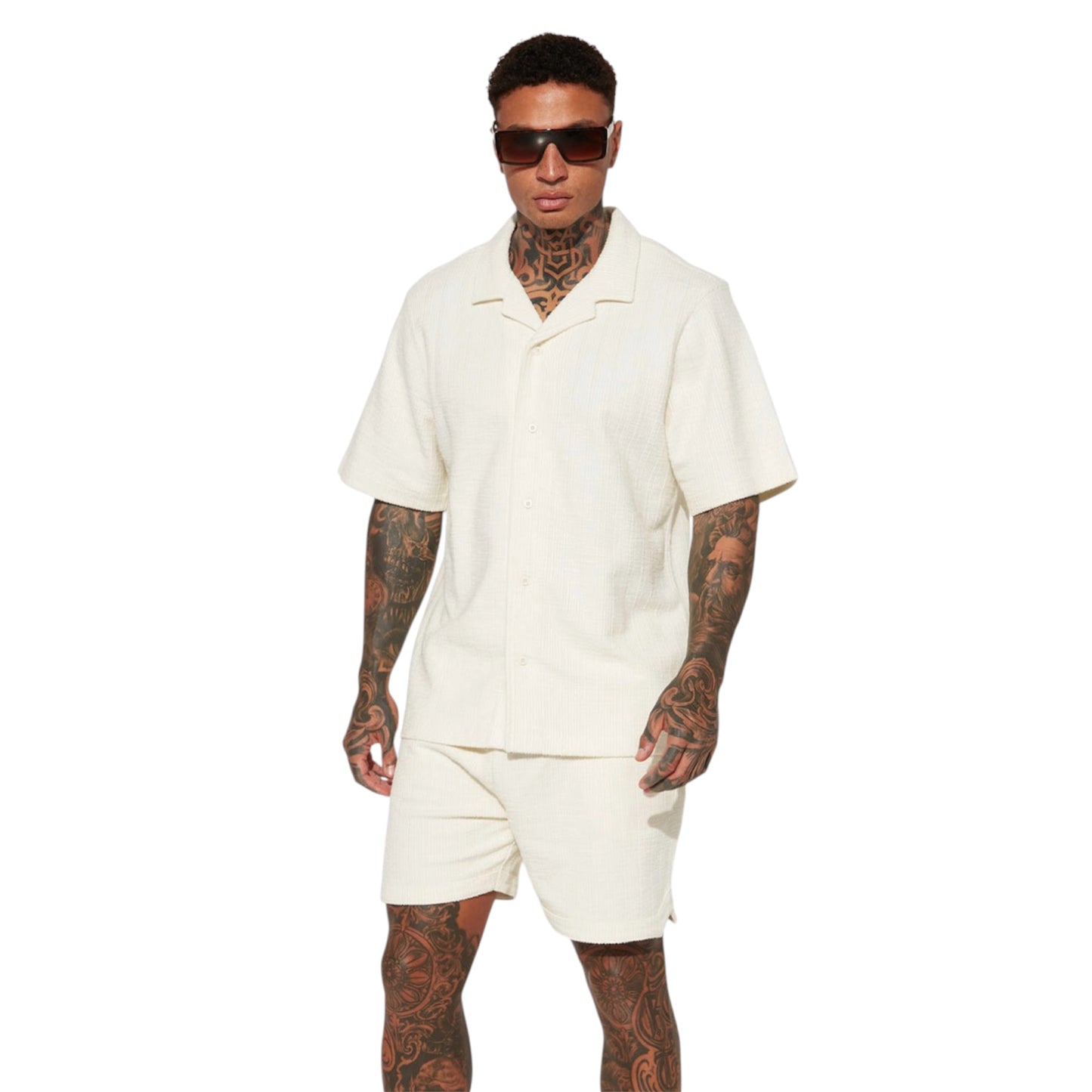Dean Textured Shorts Cream