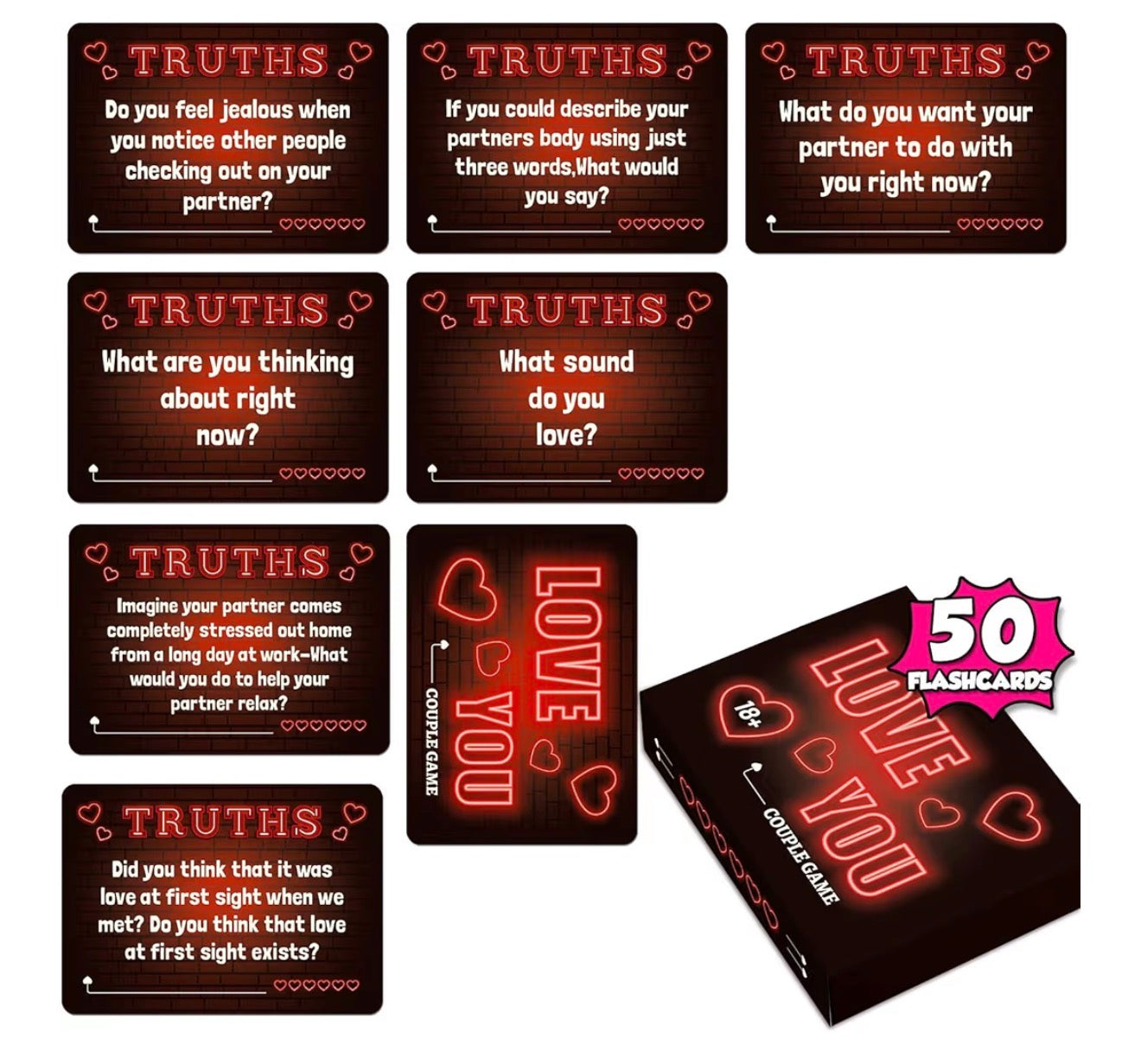 Truth or Dare Card Games Perfect for Boyfriend Girlfriend Valentine's Day Gifts for Her Him Anniversaries Gift for Women Men Birthday Christma