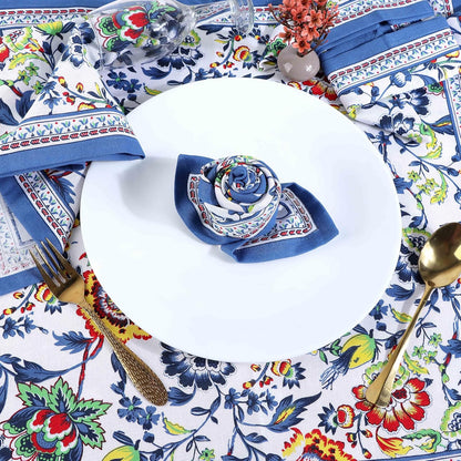 Cloth Napkins Set of 12 Cotton Linen Blend Printed Dinner Napkins Perfect for Parties Dinners Weddings Cocktail Christmas Napkins Cloth (Blue Floral)