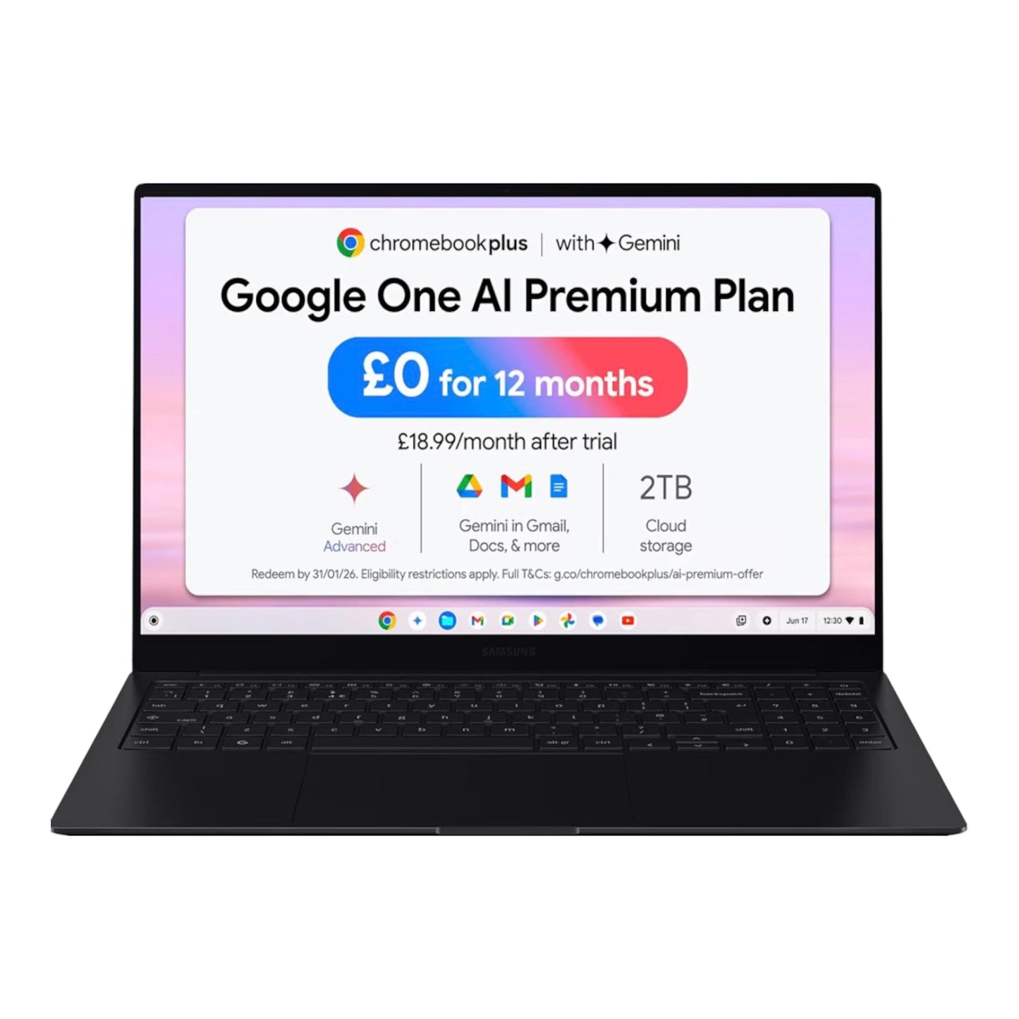 Samsung Galaxy Chromebook Plus i5 8GB 256GB Gemini AI Neptune Blue