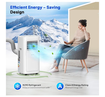 ROVSUN 8000BTU Portable Air Conditioner, 4-in-1 Air Conditioning Unit, Fan, Dehumidifier & Sleep Mode with 2 Speeds. LED Display and Remote Control, with Built-in 24H Timer, Window kit, for home