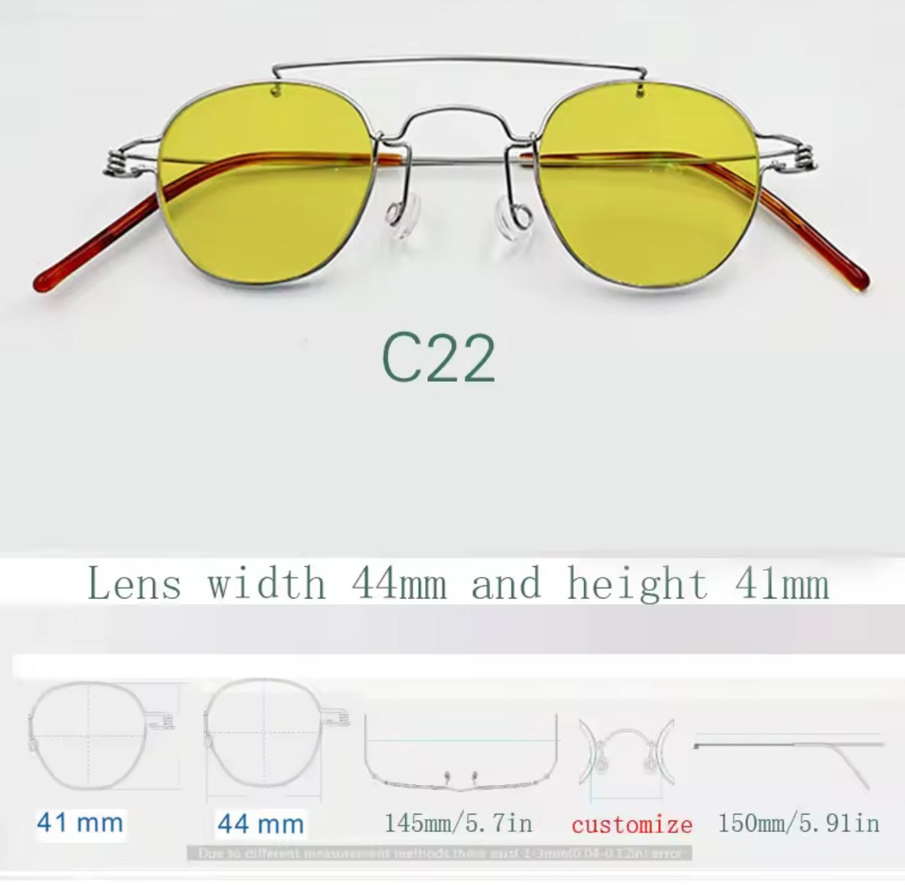 Retro style handmade screw free UV400 polygonal sunglasses ultra light vintage fashion double nose bridge sunnies