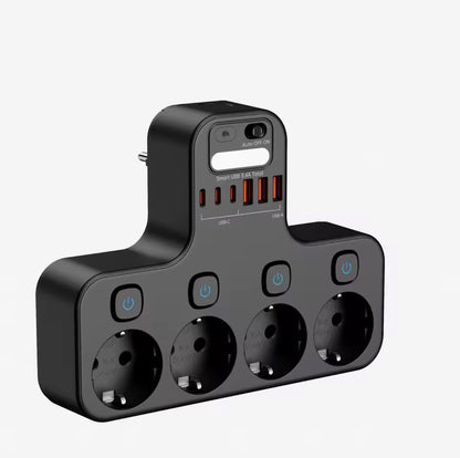 4000W EU Power Strip with USB-C and Smart Night Light