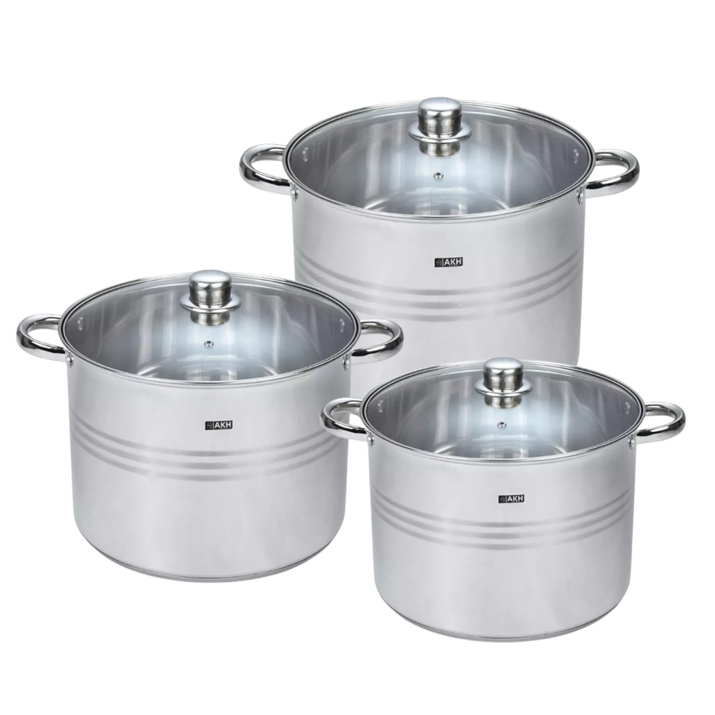 AKH HOUSEWARE Premium Casserole Dish Set – 3 Stock Pots with Lids