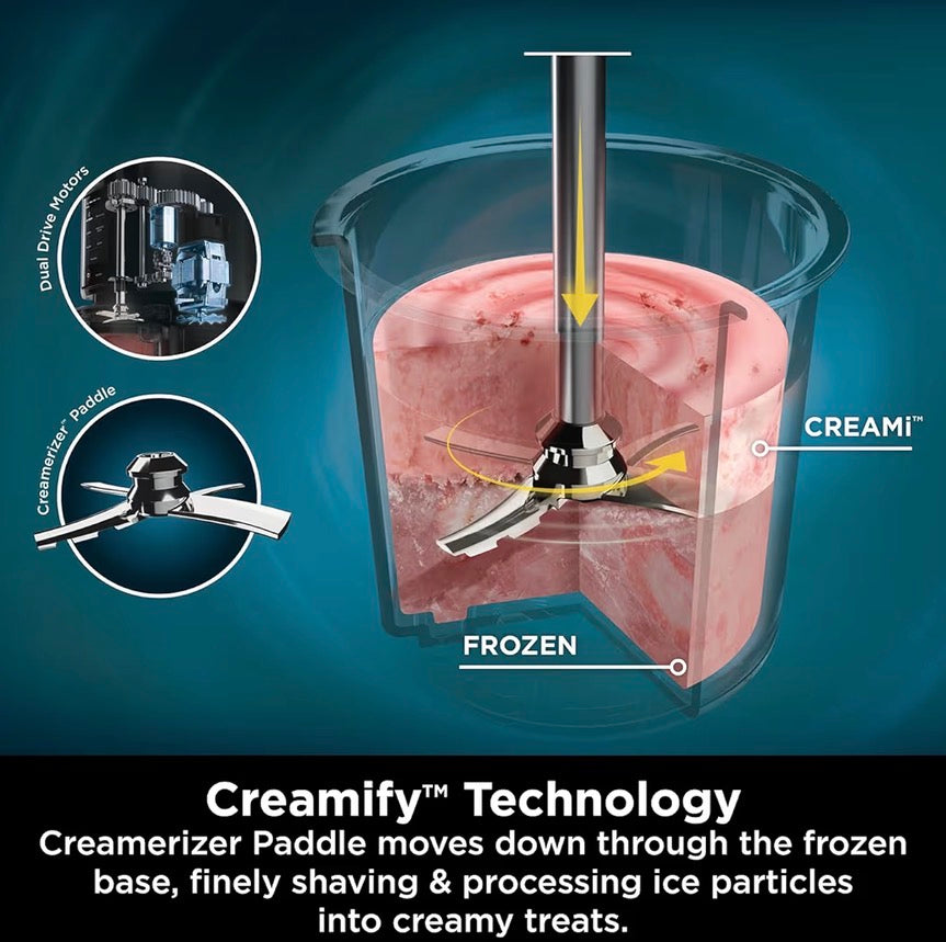 CREAMi Ice Cream Maker & Frozen Dessert Maker with 3 Tubs, 7 Programs, Makes Ice Cream, Gelato, Sorbet, Smoothie Bowl, Milkshakes and more, Black/Silver, Makes 1.4L of Ice Cream, NC300UK