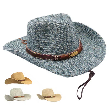 Summer Western Cowboy Top Hat Retro Style Sunshade Cowboy Straw Hat