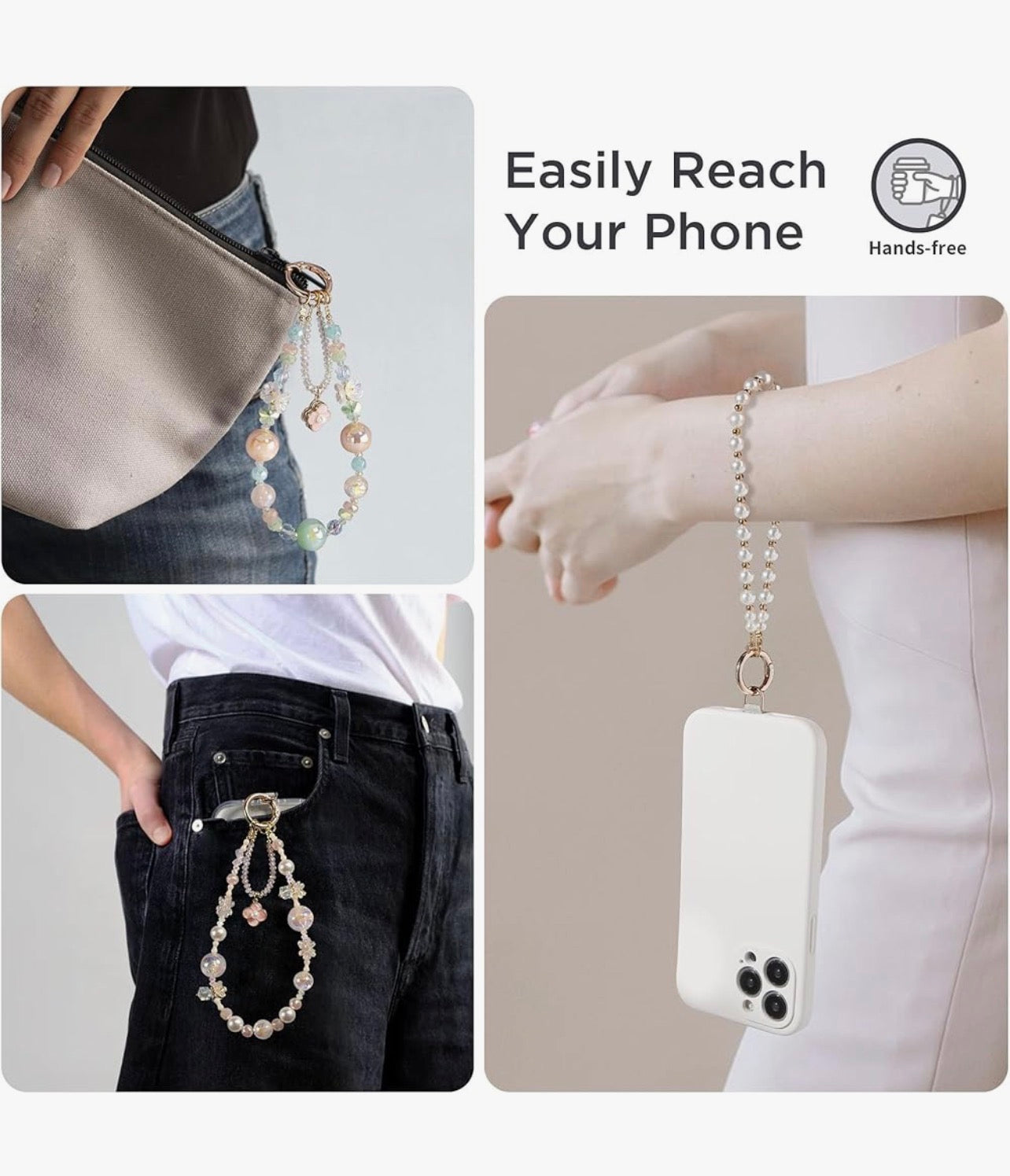 Phone Charm Wrist Strap for Women Detachable Anti-Theft Phone Lanyard