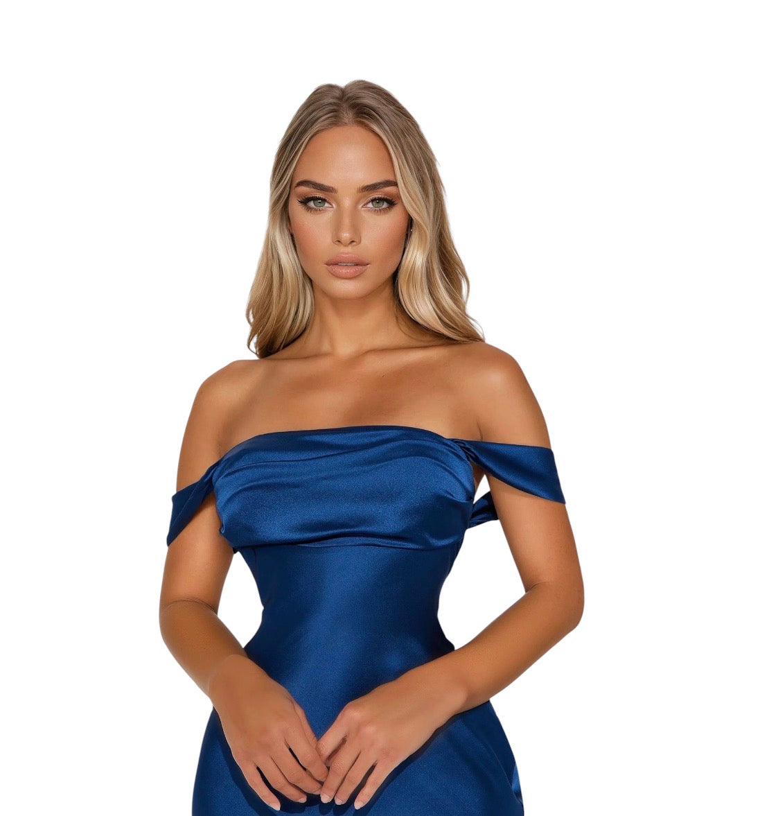 Nylah Satin Midi Dress Navy