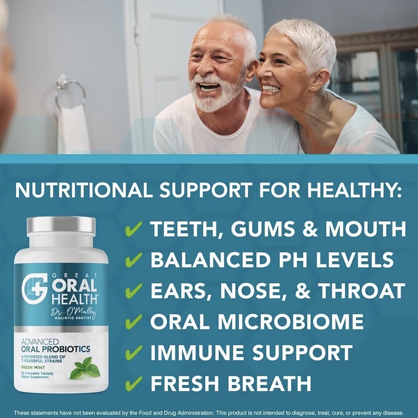Oral Probiotics for Bad Breath Adults 7 Strain Dental Probiotic 60 Tablets