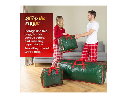 Christmas Village 7ft Christmas Tree Storage Bag - Heavy Duty Christmas Tree Bag with Full Length Double Stitched Zip and Carry Handles (Green, 7ft Xmas Tree Storage Bag)