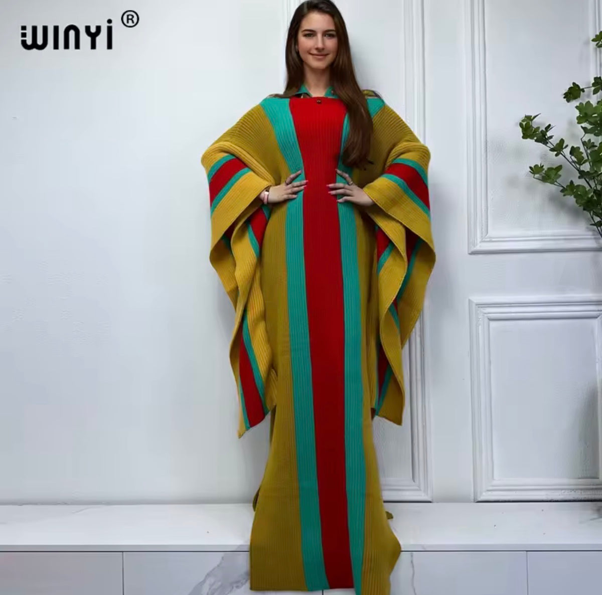 WINYI Women’s Winter Knitted Elastic Maxi Long Dress Caftan