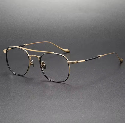 New Modern Trendy Mens Double Bridge Glasses Titanium Spectacle Frames for Women Designer Eyeglasses