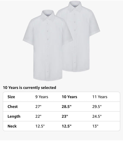 Trutex Boys’ White Short Sleeve School Shirts 2 Pack