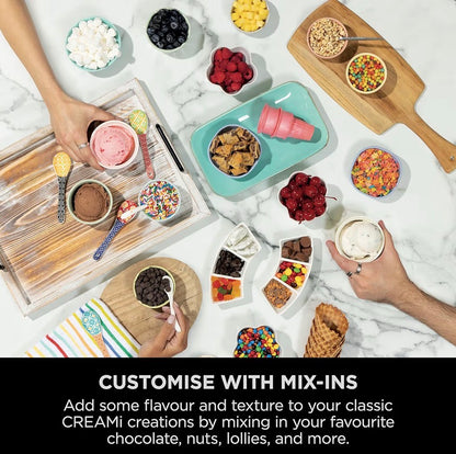 CREAMi Scoop and Swirl Ice Cream Machine with 2x Tubs, 13 Functions, Makes Ice Cream, Soft Serve, Gelato, Sorbet, Milkshakes and More, Mix-In Option, Stone Gold, NC701UKSTGD