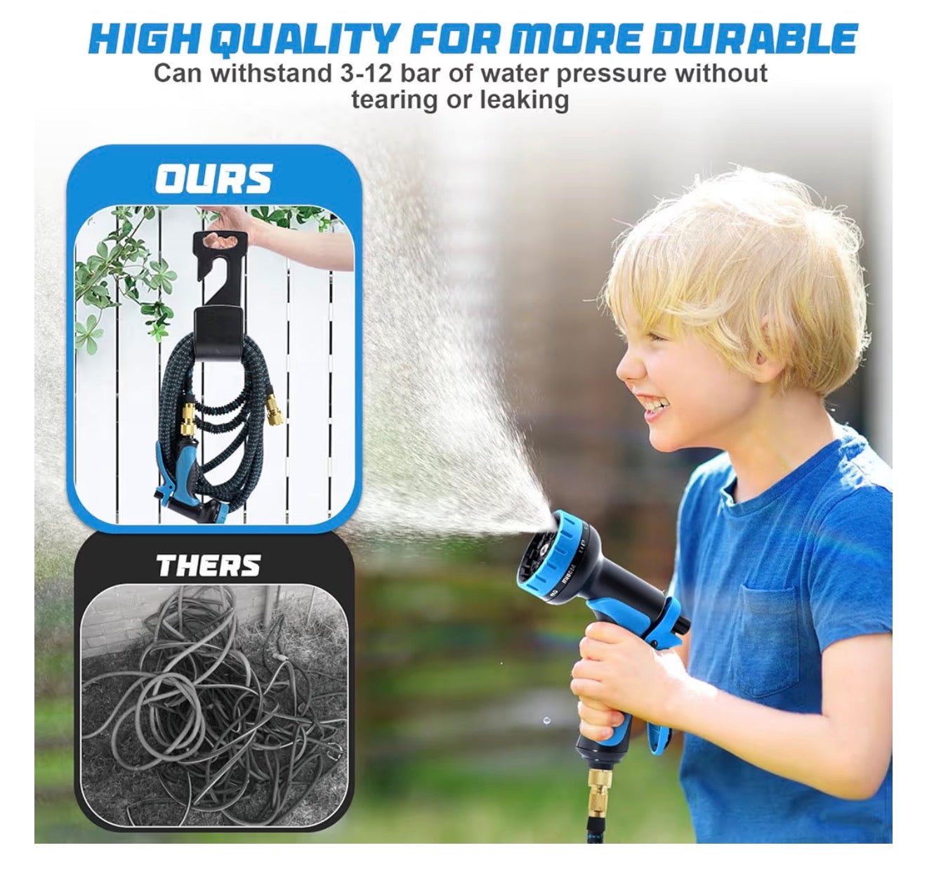 Jsdoin 30m Expandable Garden Hose Pipe with 10 Function Spray Gun