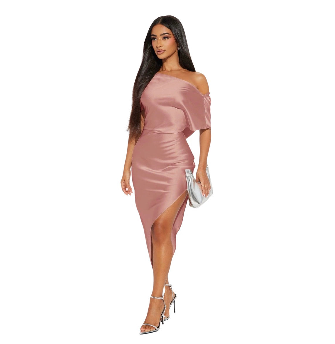 Serene Escape Satin Midi Dress Mauve