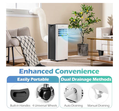 4-in-1 Portable Air Conditioner 9000 BTU, Air Conditioning Unit with 2 Speeds Fan, Dehumidifier & Sleep Mode, AC Unit with LED Display, Remote Control, 24H Timer, Child Lock & Window Kits