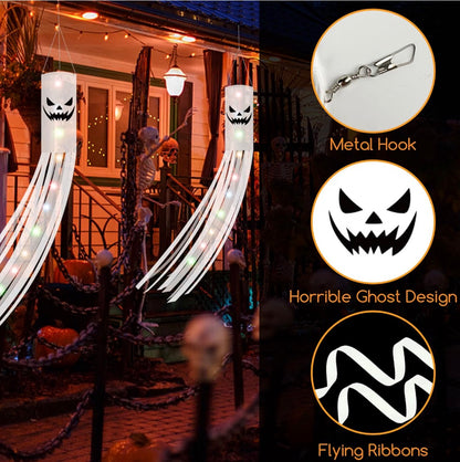 Jsdoin Halloween Ghost Windsocks 2 Pack with Colourful LED Lights | Minja Superstore