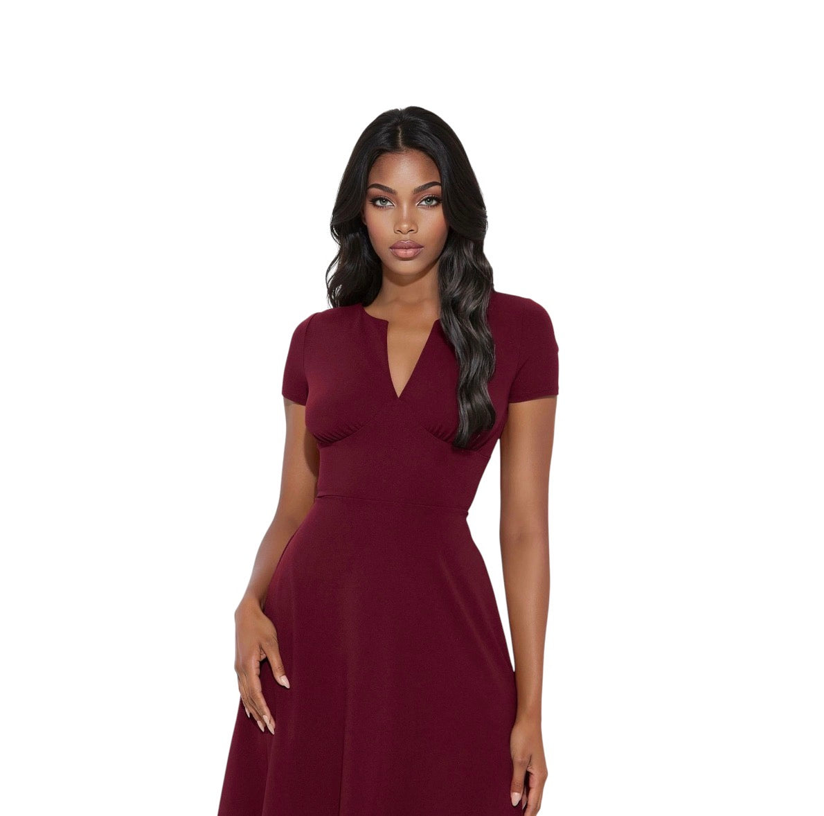 Charolette Short Sleeve Midi Dress Burgundy