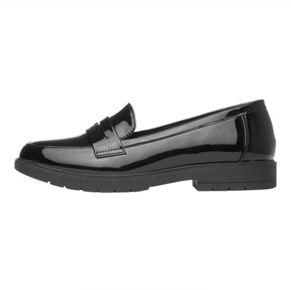 Lilley Women’s Black Patent Slip-On Loafer Shoes