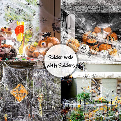 300g Halloween Spider Web Decoration with 50 Spiders | Up to 1,500 Sq. Ft.