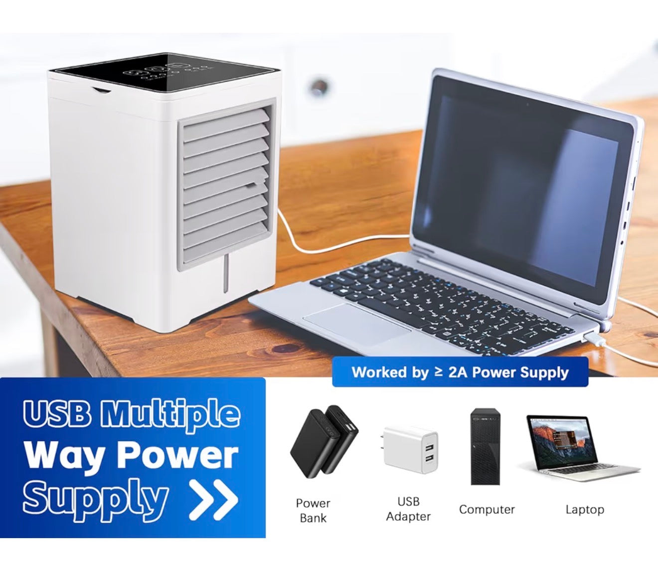 Portable Air Cooler 470ml Mini Air Conditioner USB Rechargeable