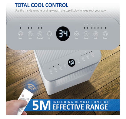 NETTA Portable Air Conditioner 7000 BTU - 3 in 1 Air Conditioning Unit with Dehumidifier & Cooling Fan - 24H Timer, Remote & LED Touch Control - Portable Conditioner for Bedroom, Home & Office - White