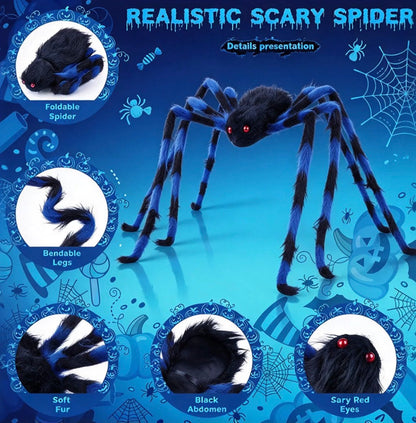 GAOHUI 60-Inch Giant Halloween Spider – Blue & Black, 150cm