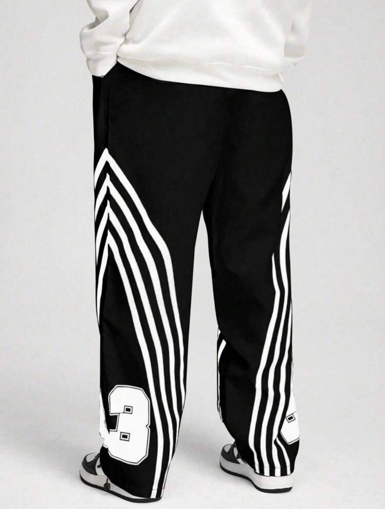 ROMWE MEN Prep Casual Letter Print Pocket Pants
