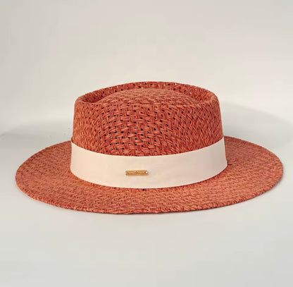 2026 Beach Straw Hat for Women Wide Brim UV Protection Boater Style Summer Hat