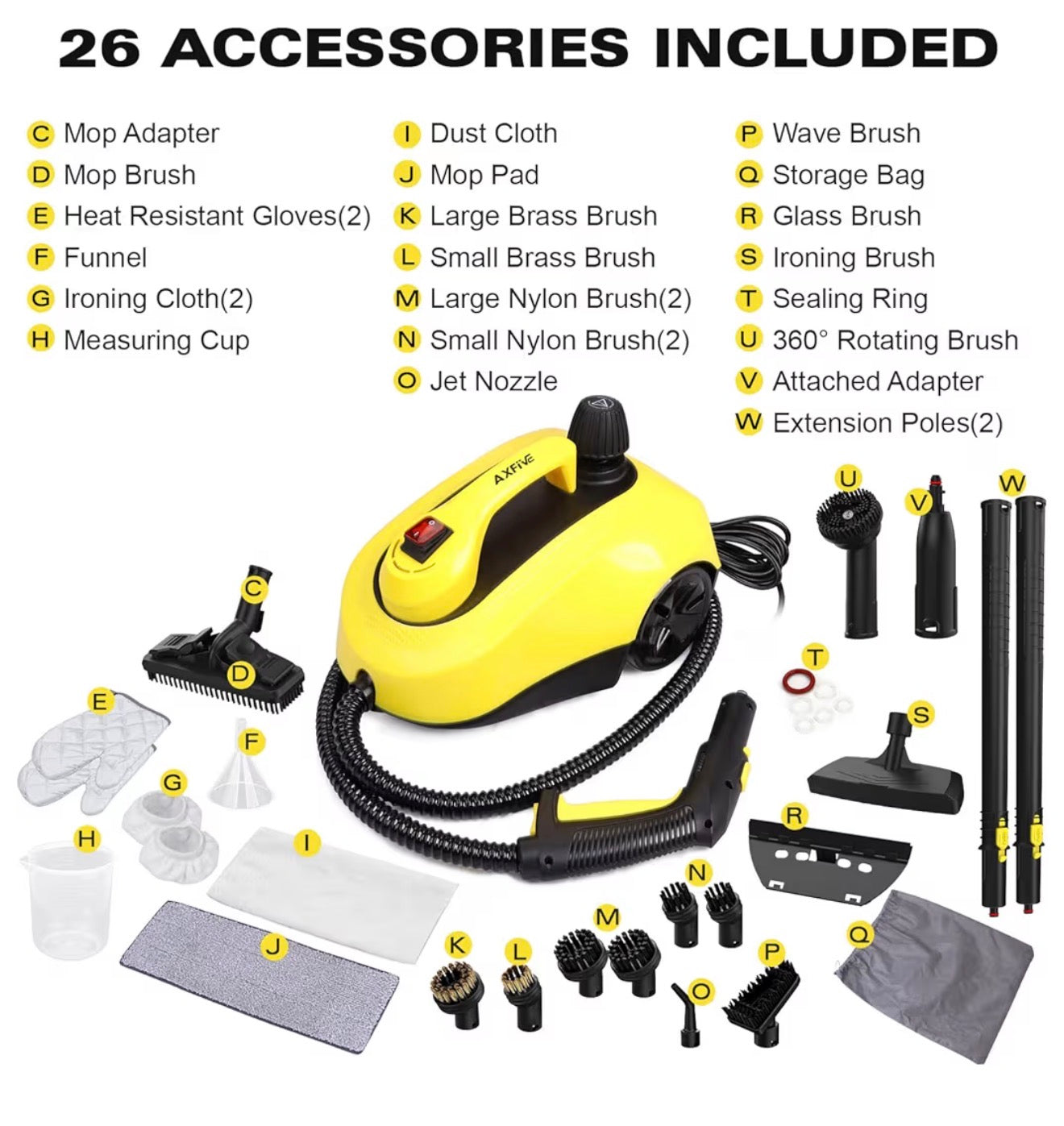 5 Bar Steam Cleaner with 26 Accessories
