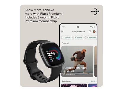Fitbit Google Versa 4 Fitness Smartwatch Black Graphite 6 Day Battery