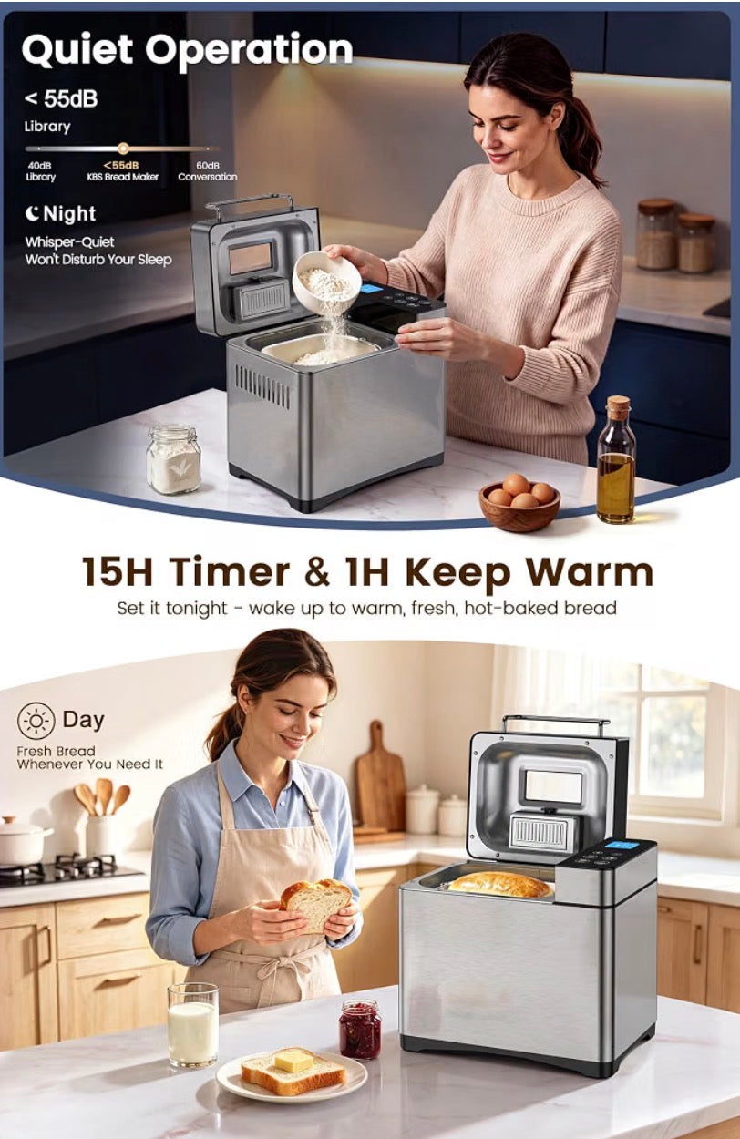 2.2LB Bread Maker Machine 710W | 17 Programmes & Ceramic Pan