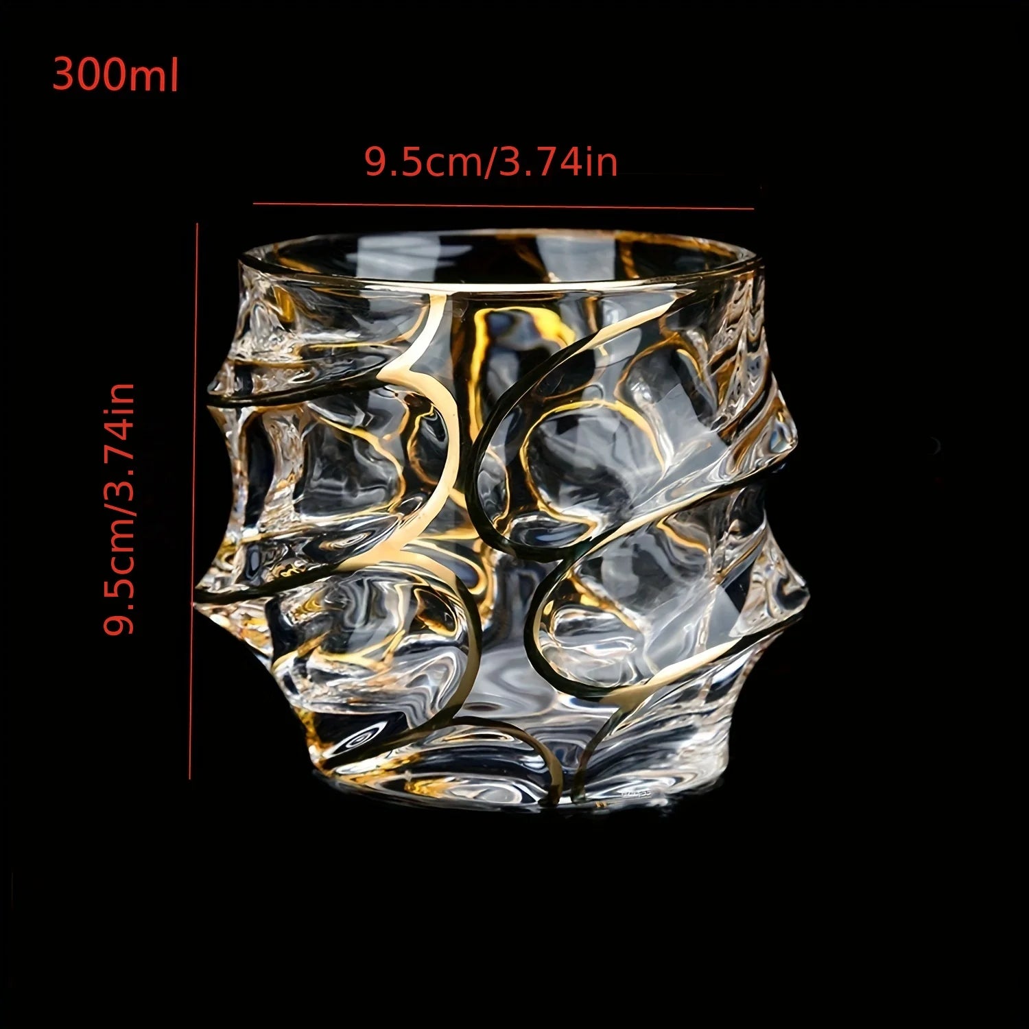 Whiskey Glass Tumbler Golden Line Wine Whisky Glasses Golden Painted Crystal Barware Multi-Functional Beer Cocktail Cup