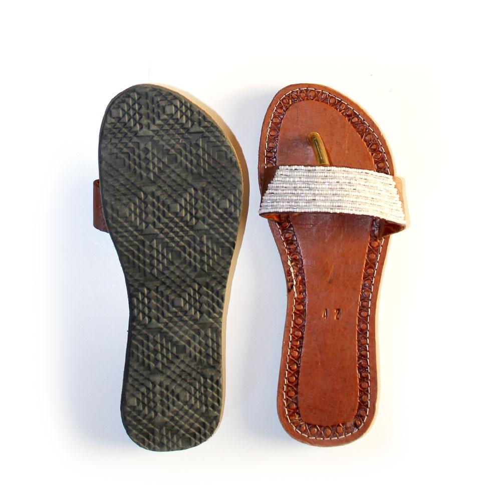 Handmade African Leather Women’s Sandals | Beaded Traditional Footwear