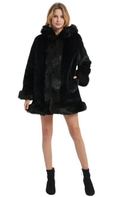 Luxury Faux Fur Hooded Coat – Cozy & Chic