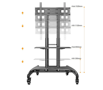 NB North Bayou TV Cart 32–75” | Mobile TV Stand with Wheels