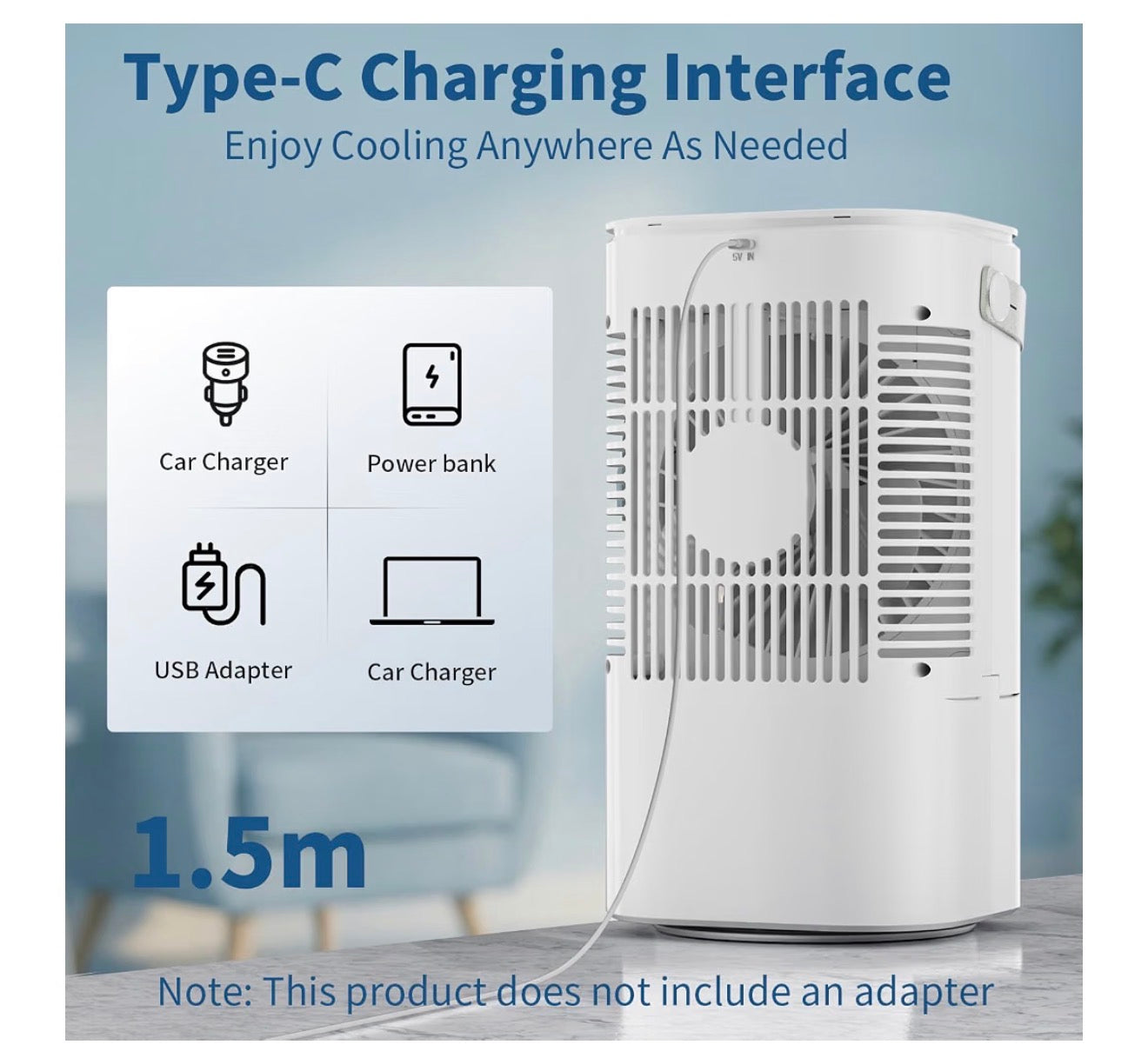 Portable Air Conditioner 1000ML Cool Mist Air Cooler with LED Light