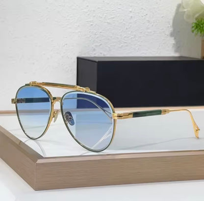 Z127 Germany Big Oval Sunglasses Gradient Uv400 Handmade Alloy High Quality Men and Women High Quality Eyeglasses with Case